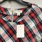 NWT J. Crew Womens Red White Plaid Short Sleeve Blouse Top Shirt Size L image number 3