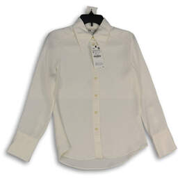 NWT Womens White Pointed Collar Long Sleeve Button-Up Shirt Size Small