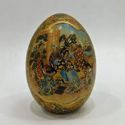 Vintage Japanese Satsuma Handpainted Traditional Geisha Scene Porcelain Egg