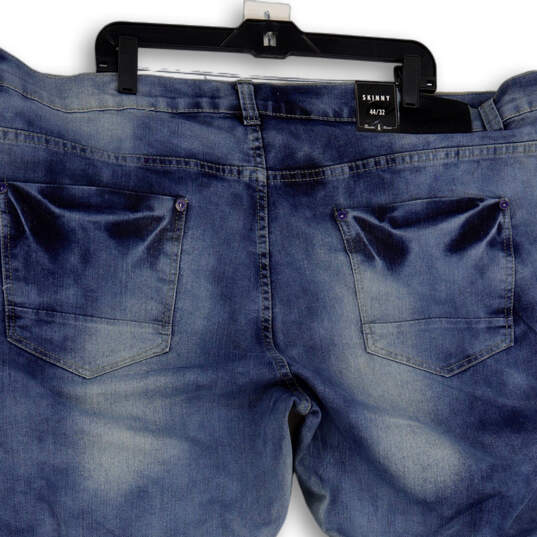 NWT Mens Blue Denim Medium Wash Distressed Tapered Leg Jeans Size 44x32 image number 4