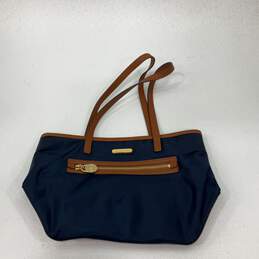 Michael Kors Womens Tote Bag Purse Inner Pocket Double Handle Blue Brown