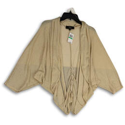 NWT Womens Beige Dolman Sleeve Ruched Back Open Front Cardigan Sweater Sz L