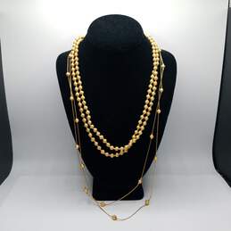 Joan River Gold Tone Textured Beads Necklace Bundle2pcs 186.6g