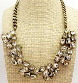 J Crew Gold Tone Smoky Rhinestones Statement Necklace & Bracelet Set alternative image