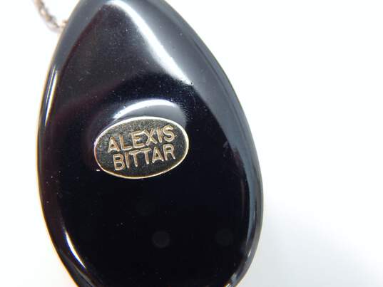 Alexis Bittar 925 Smoky Rhinestones & Yellow Lucite Teardrop Pendant Necklace image number 5