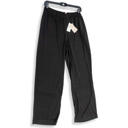 NWT Womens Black Pleated Elastic Waist Pull-On Wide Leg Sweatpants Size XL