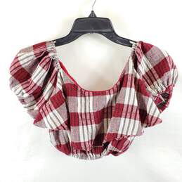 Snidel Women Red Plaid Cropped Top OS alternative image