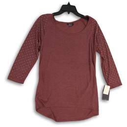 NWT Wallflower Womens Red Heather Round Neck 3/4 Sleeve Pullover T-Shirt Size L