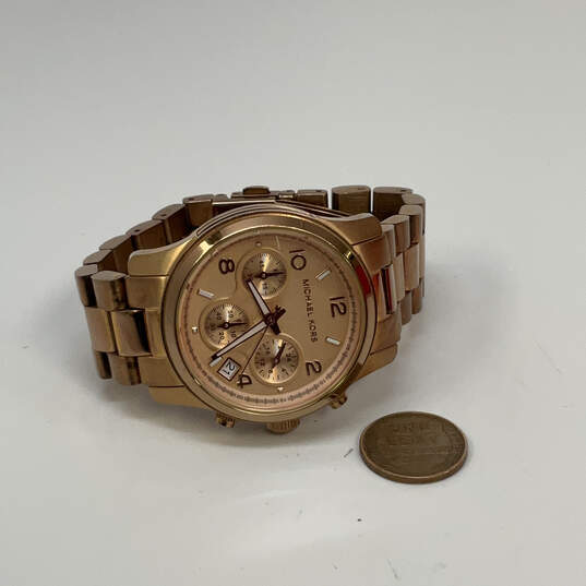 Designer Michael Kors Gold-Tone Chronograph Round Dial Analog Wristwatch image number 3