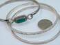 Taxco Sterling Silver Malachite Etched Bangle Bracelets 42.6g image number 10