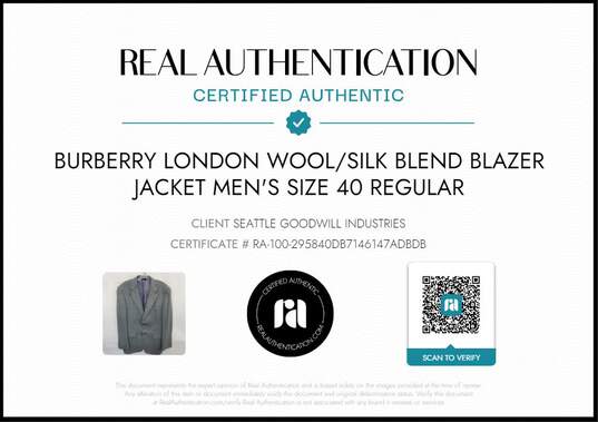 Burberry Wool/Silk Blend Gray Blazer Jacket Mens' Size 40 AUTHENTICATED image number 5