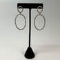 Designer J. Crew Silver-Tone Rhinestone Double Circular Hoop Earrings image number 1