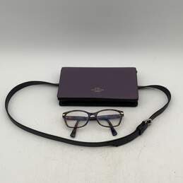Coach Womens Crossbody Clutch Purple Leather With Floral Eyeglasses