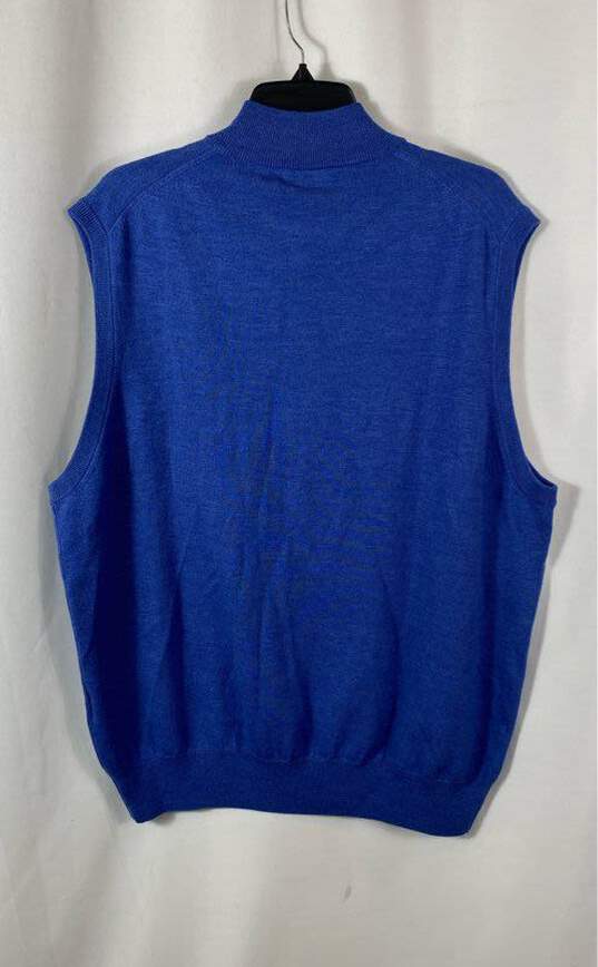 NWT Peter Millar Mens Blue Sleeveless Mock Neck 1/4 Zip Sweater Vest Size XXL image number 2