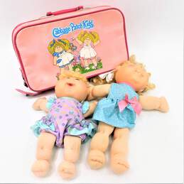 Vintage 1983 Cabbage Patch Kid Suit Case & 2 Dolls