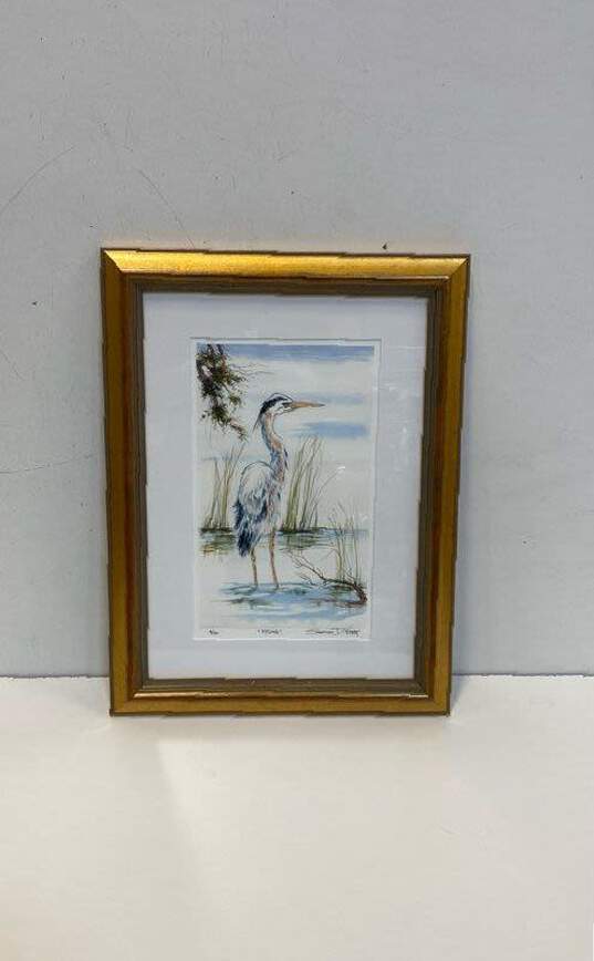 "Posing" Print of Blue Heron in the Wetlands by Stephen D. West Signed image number 1