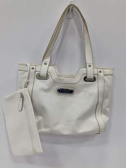 Liz Claiborne White Pebble Patent Leather Tote Bag & Wristlet