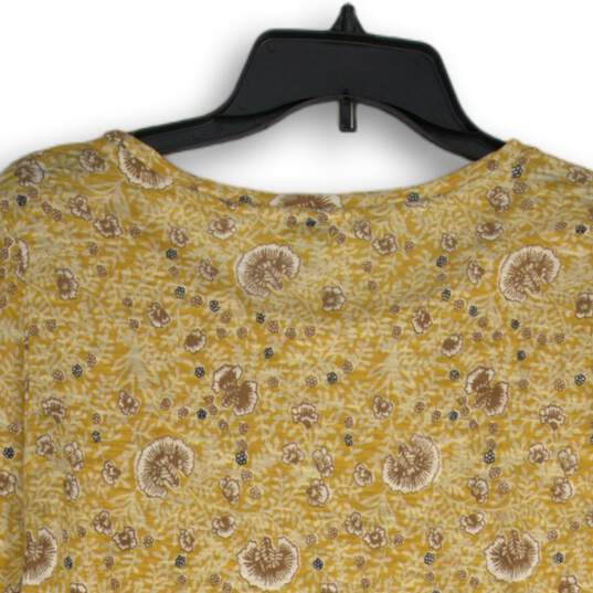 Lucky Brand Womens Yellow Brown Floral Long Sleeve Pullover Blouse Top Size S image number 4