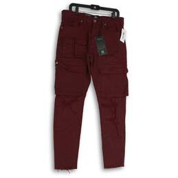 NWT Jordan Craig Mens Skinny Tapered Leg Jeans Pants Burgundy Size 34/32