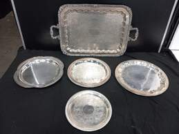 Bundle of 4 Silver Tone Plates & Trays