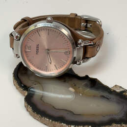 Designer Fossil Georgia ES-3076 Silver-Tone Pink Dial Analog Wristwatch