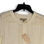NWT Womens Ivory Round Neck 3/4 Sleeve Pullover Blouse Top Size 10 Petite image number 3