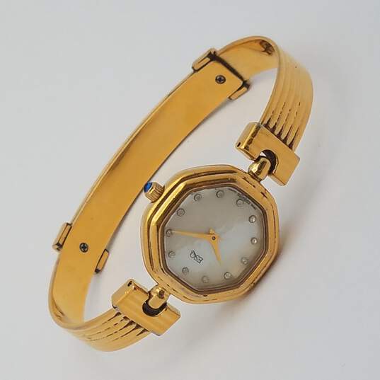 Esquire Watch Co 100129 MOP Crystal Gold Tone Bracelet Watch NOT RUNNING image number 7