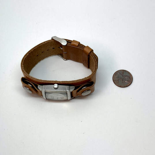 Designer Fossil JR-9009 Brown Leather Strap Analog Dial Quartz Wristwatch image number 1