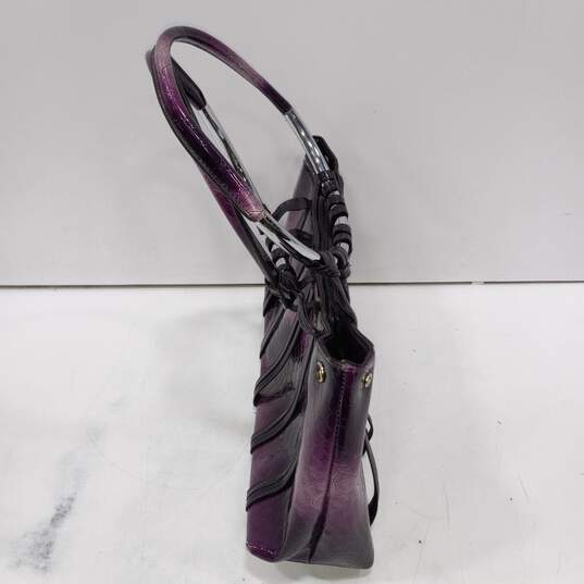 Vittorio Purple Patent Leather Animal Print Satchel Bag image number 4