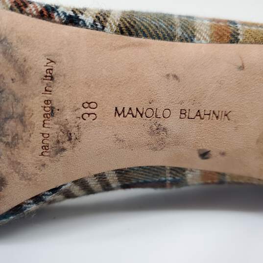Manolo Blahnik Women's Plaid Wool Pumps Size 7.5 AUTHENTICATED image number 6