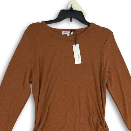 NWT Michael Kors Womens Orange 3/4 Sleeve Round Neck T-Shirt Dress Size XL image number 3