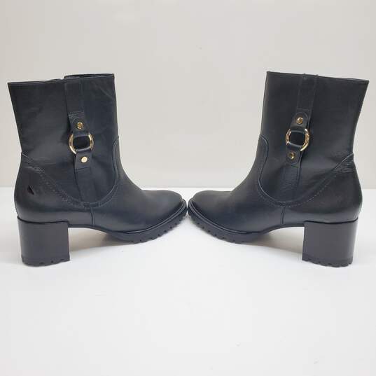 Rockport Women's Black Leather Side Zip Stacked Heel Ankle Biker Boots 9.5 image number 4