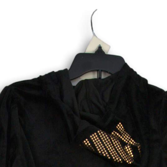 NWT Juicy by Juicy Couture Womens Black Long Sleeve Full-Zip Hoodie Size Large image number 4