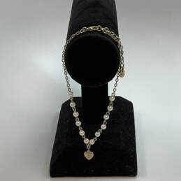 Designer Lucky Brand Gold-Tone Pearl Stone Heart Shape Pendant Necklace