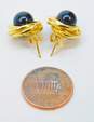 Elegant 14k Yellow Gold Framed Onyx Stud Earrings 4.0g image number 5
