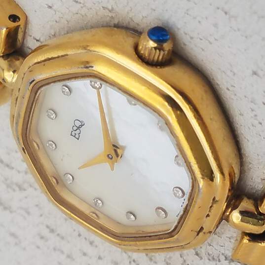 Esquire Watch Co 100129 MOP Crystal Gold Tone Bracelet Watch NOT RUNNING image number 2