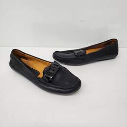 VANELI WM's Black Leather Aiker Loafer Flats 7.5 M alternative image