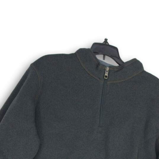 Peter Millar Mens Gray Long Sleeve 1/4 Zip Mock Neck Pullover Sweater Size XL image number 3