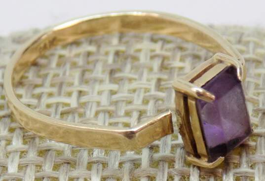 14K Gold Amethyst Faceted Rectangle Band Ring For Repair 1.4g image number 5