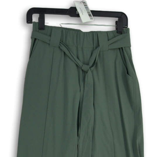 Womens Green Flat Front Slash Pocket Belted Wide Leg Ankle Pants Size 2 image number 3