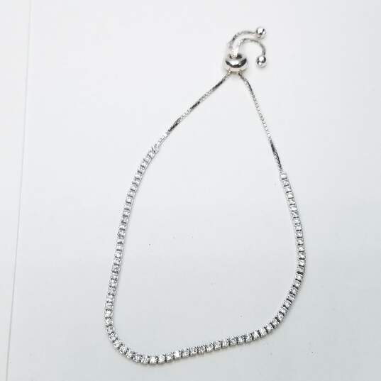 Sterling Silver Crystal CZ Sz 5 1/2 Ring Post Earring 7in - 8in Bracelet Bundle 4pcs 13.3g image number 10