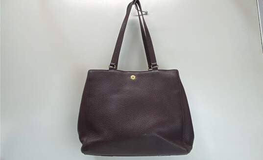 Buy the Dagne Dover Pebble Leather Allyn Tote Burgundy | GoodwillFinds