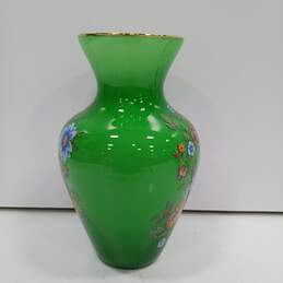 Green Floral Themed Glass Vase alternative image