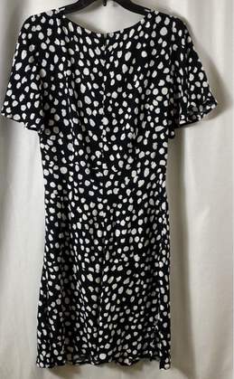 NWT LOFT Womens Black White Dotted Tie Front Fit & Flare Dress Size Medium alternative image