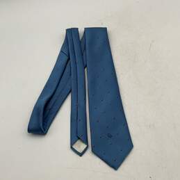 Christian Dior Mens Blue Embroidered Adjustable Classic Pointed Necktie