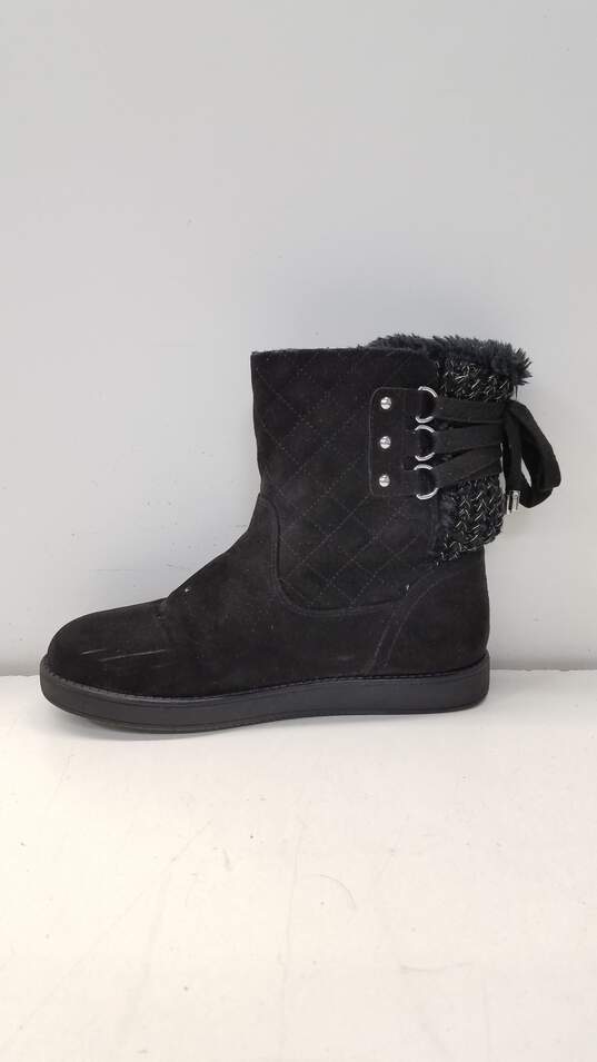 GUESS Black Faux Shearling Back Lace Ankle Boots Women's Size 8 M image number 2