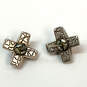 Designer Brighton Silver-Tone Engraved Cross-Shaped Classic Stud Earrings image number 2