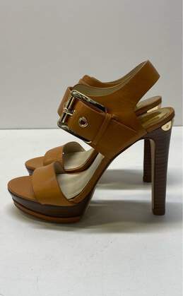 Michael Kors Becca Leather Platform Sandal Heels Brown 5.5 alternative image