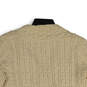 Womens Beige Cable Knit V-Neck Long Sleeve Pullover Sweater Size Small image number 4