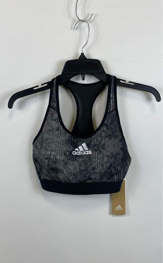Adidas Womens Gray Black Sleeveless Racerback Pullover Sports Bra Size M image number 1